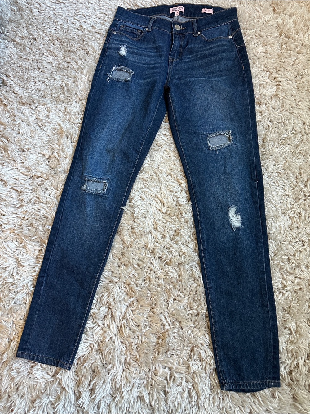 Juicy Couture Dark Blue Distressed Skinny Jeans Y2K